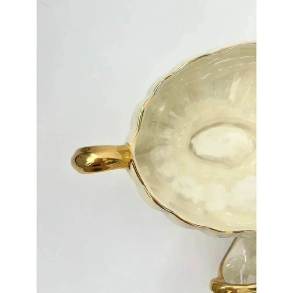 Iridescent 22k Gold Trimed Lustware Vintage Console Bowl 4 creamer sugar Bowls - Picture 9 of 10